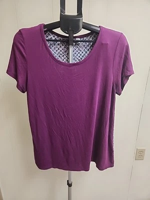 Top Croft & Barrow para mujer talla grande púrpura rosa blanco popover rayón spandex Foto 1 de 4