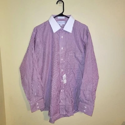 Nova Camisa Masculina Burberry London Vintage Listrada com Botões 17-34 Grande - Imagem 1 de 4