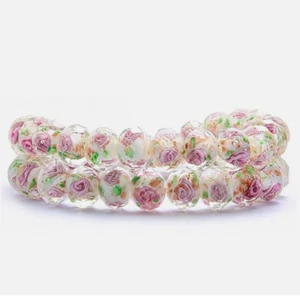 10Pcs Pink Faceted Rose Gold Sand Lampwork Beads Glass Handmade 12mm DIY Jewelry - Picture 1 of 2