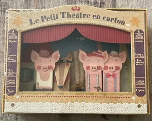 WORLD MARKET Le Petit Theater In Carton 3 Little Pigs Cardboard Puppets NEW - Picture 1 of 5