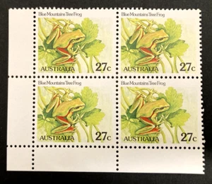 Australia 1982 27c Blue Mountains Tree Frog Block Stamps (MNH) - Picture 1 of 2