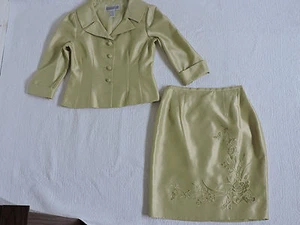 JESSICA HOWARD DAMEN HELLGRÜN OLIV 2-TEILIGER ROCK ANZUG OUTFIT GRÖSSE 8 - Bild 1 von 7