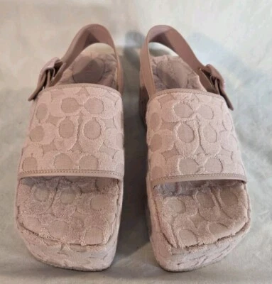 *Sandalias de plataforma Coach 7B Noelle rosa para mujer en tela de felpa exclusiva nuevas Foto 1 de 4