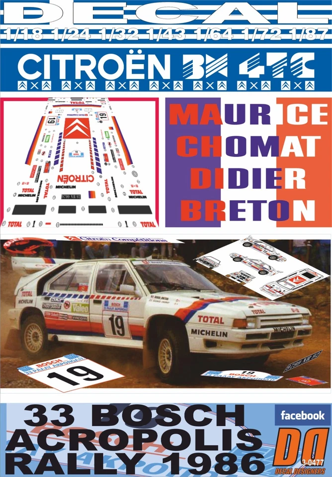 DECAL CITROEN BX 4TC M.CHOMAT ACROPOLIS R. 1986  DnF (06) - Image 1 of 1