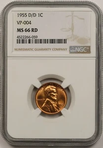1955-D/D VP-004 1C NGC MS 66 RD Lincoln Wheat Penny - Picture 1 of 4