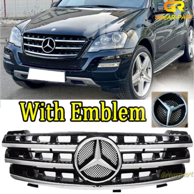 Grelha frontal para Mercedes Benz W164 ML320 ML350 ML550 2005-2008 com emblema - Imagem 1 de 4