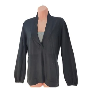 Camicetta donna nera Marks & Spencer manica lunga scollo a V profondo taglia 18 - Foto 1 di 20