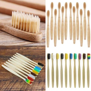 20/40 pezzi spazzolino da denti in bambù naturale biologico medio senza BPA morbido spazzolino sano US - Foto 1 di 23