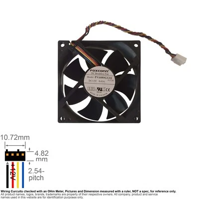 Fan Muffin Cooling DC 12V DC12V 12VDC  80mm 80x80x25 Foxconn PVA080G12Q -P15-AE - Image 1 of 3