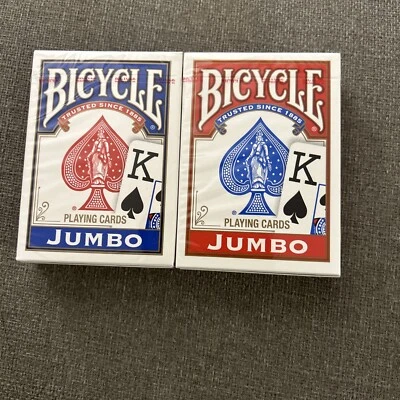 Bicycle Jumbo Face Playing Cards - Bicycle Poker Cards - 1 Red and 1 Blue - NEW - Image 1 of 4