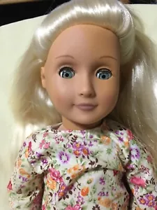 Battat Our Generation 18" Doll w/Platinum Hair Gray Eyes Floral Top Boots - Picture 1 of 10