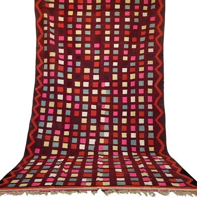 Bohemian Royalty – Vibrant Vintage Moroccan Berber Rug with Colorful Tribal Grid - Image 1 of 4