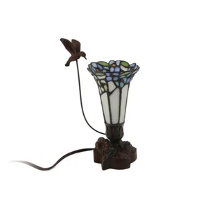 Mehrfarbige Kolibri blau Blumenstrauß Lampe Andenken Beerdigung Einäscherung Urne - Bild 1 von 5