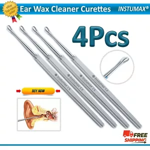Ear Pick Cleaning Set Spiral Tool Spoon Ear Wax Remover Cleaner Curette Set 4Pcs - Picture 1 of 4
