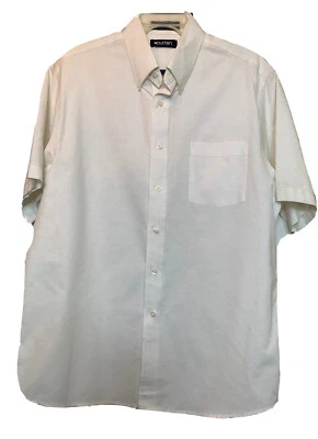 Camisa de vestir Puritan con botones para hombre grande 16-16,5 blanca manga corta cuello con botones Foto 1 de 4