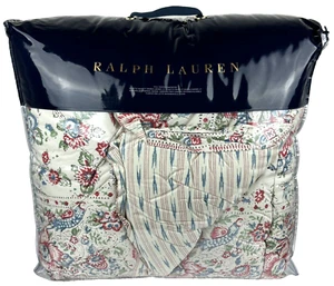 RALPH LAUREN QUEEN Lucie Floral Comforter Set Shams Blue Red Cream - Picture 1 of 21