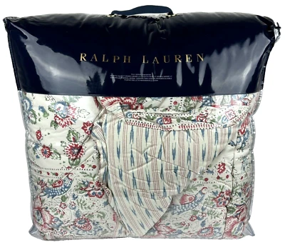 Juego de edredón floral RALPH LAUREN QUEEN Lucie fundas azul rojo crema Foto 1 de 4