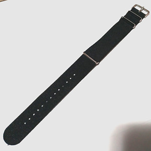 New Fits any 24mm Black Nylon Simple & Easy Pass Thru Watch Band One Piece Light