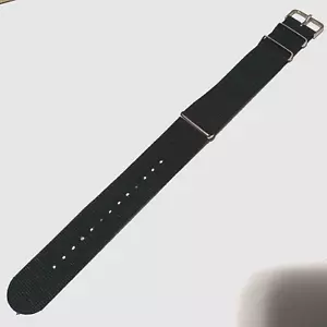 New Fits any 24mm Black Nylon Simple & Easy Pass Thru Watch Band One Piece Light - Picture 1 of 4