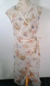 STRADIVARIUS Sheer Wrap Cover Up Dress Long Floral BNWT Women's Size Medium - Picture 1 of 20