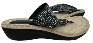 Croft & Barrow Women's Batik Slip On Comfort Thong Sandals Black Size:7.5 97F - Picture 1 of 5