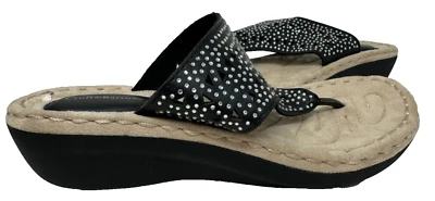 Croft & Barrow Women's Batik Slip On Comfort Thong Sandals Black Size:7.5 97F - Image 1 of 4