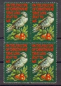 US 1971 Sc# 1445 Pear Tree Christmas issue block 4 MNH Bird Love - Picture 1 of 1
