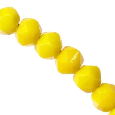 Lot (50) 5mm Czech vintage canary yellow English cut faceted glass beads - Image 1 of 2