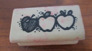 LÍNEAS DE GANCHO Y ENTINTADORES ~ MANZANAS sello de goma en madera ~ 2" x 1" - Imagen 1 de 2