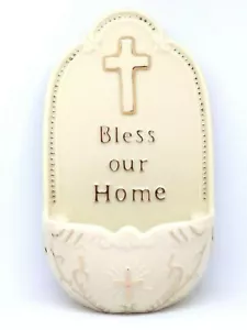 Bless Our Home Holy Water Font Religious Ornament Figurine for Home - Picture 1 of 1