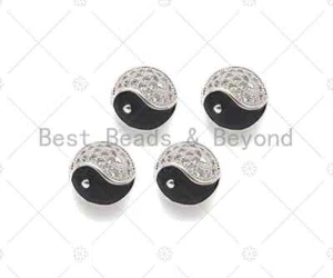 CZ Micro Pave Runde TaiJi Zwischenperlen, Zirkonia YinYang Perlen, Armband - Bild 1 von 6