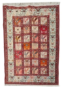 Fine Quality Hand Knotted Veg Dyed Soumak Silk Kilim Area Rug 6 x 4 Ft (910 KHI) - Picture 1 of 8