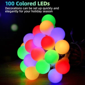 10m LED Lichterkette Glühbirnen Strom Außen Garten String Licht Party Mehrfarbig - Bild 1 von 10