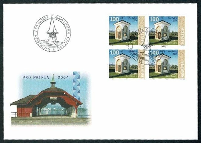 SE65 SWITZERLAND 2004 FDC Valuable Small Buildings : Ossuary multiple of 4 - Image 1 of 1