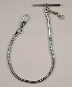Snake chain silver colour single albert chain pocketwatch fob pocket watch t bar - Picture 1 of 1