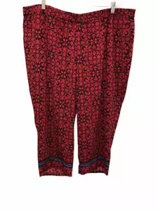Linea by Louis Dell'Olio Women's Petite Printed Crop Pull-On Pants Red PXL Size - Picture 1 of 2