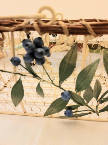 Blueberry Basket Chicken Wire Basket w Handle Rectangular Farmhouse 9x5" wt 1 lb Cover