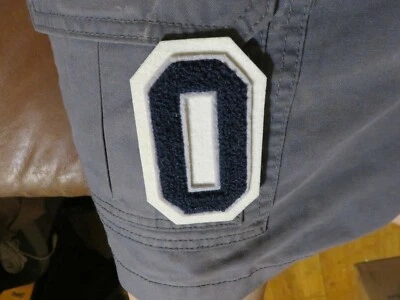 Chenille number "0" Blue / Gray with white back ground Patch Iron On Letterman - Image 1 of 3