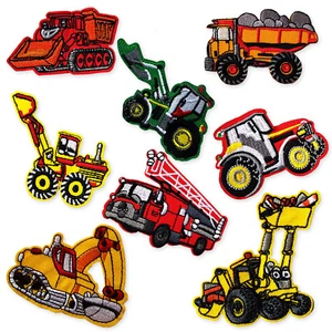Bagger Traktor Feuerwehr Dumper Eisen Nähen Bestickte Applikationen Patches Moti - Bild 1 von 9