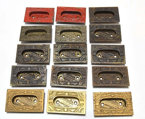 15 MATCHING VINTAGE EASTLAKE STYLE WINDOWS SASH LIFT PULLS CAST IRON Cover