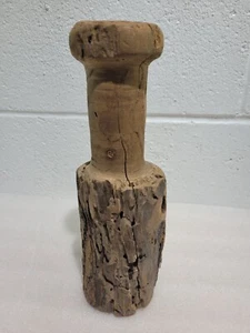 Hand Carved Wood Tree Log Bark Candle Holder Shelf Decor 10.5" Rustic Cabin - Picture 1 of 10