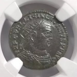Licinius I Roman Empire Nummus NGC AU Ancient Bird Staff Man Constantine - Picture 1 of 12