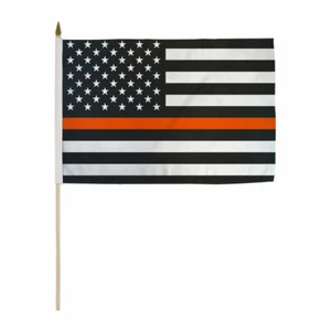 1 Dutzend dünne orangefarbene Fahnen 12 x 18 Zoll Stockflagge dünne Linie Flagge Suche & Rettung - Bild 1 von 1