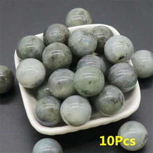 10Pcs 20mm Natural Labradorite No Hole Undrilled Stone Round Ball Beads HT617 - Picture 1 of 5