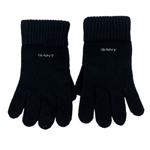 GANT Black Knitted Wool & Cotton Blend Gloves One Size