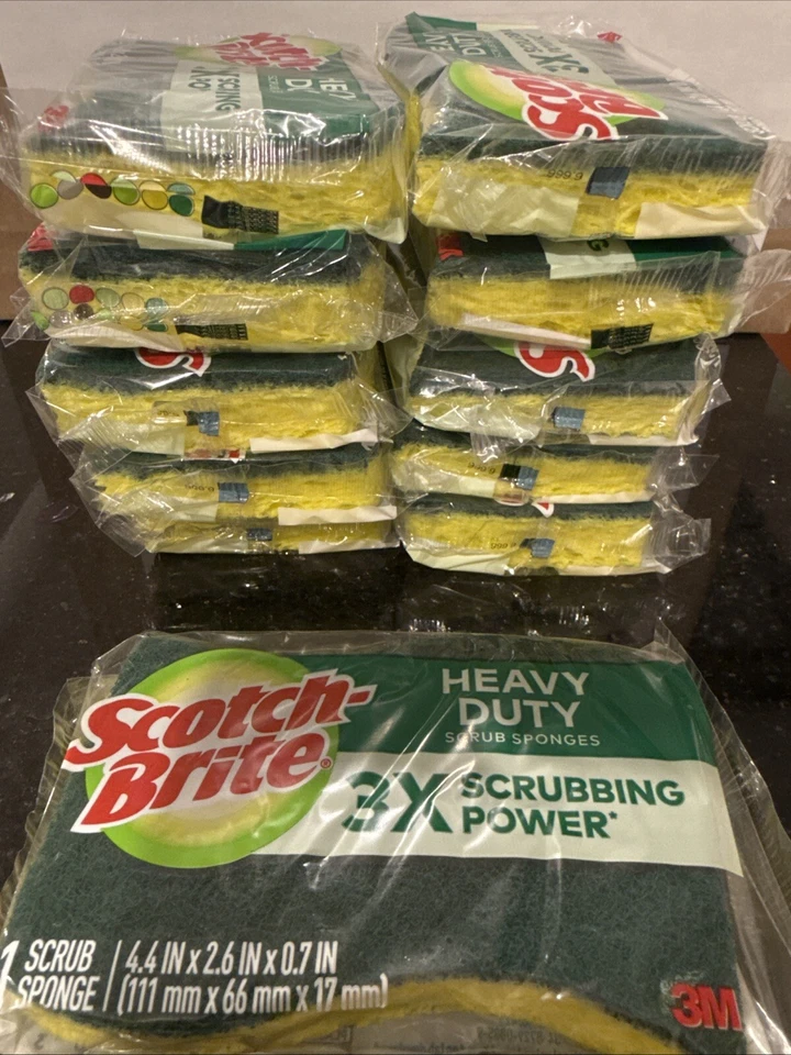 SCOTCH BRITE 3M Scotch-Brite Heavy Duty Scrub Sponge 10 Pack NEW