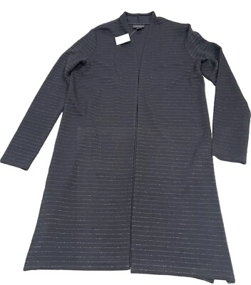 J Jill Wearever Collection Longer Jacket Black  Silver  Stripe Open Style XS NWT - Image 1 of 4