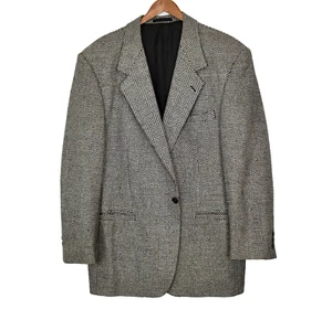 Vtg Versace V2 Black & White Big Houndstooth Sport Coat Jacket Blazer 44 XL (54) - Picture 1 of 11