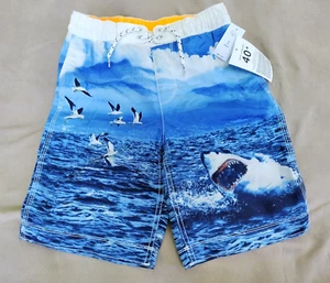 NWT Gap Kids SHARK Swim Trunks Board Shorts Boys Size Youth M - Picture 1 of 3