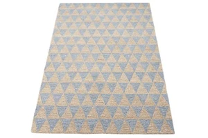 Beige Blau 160X230 cm Teppich 100% Wolle Orientteppich Handgetuftet HT330 - Bild 1 von 5